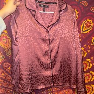 BCBGMaxAzria Purple Long Sleeve Buttoned PJ Top